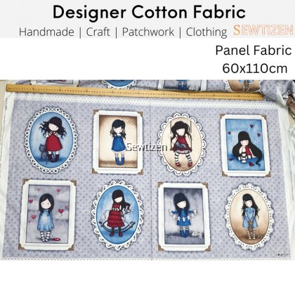 100% Medium Weight Cotton Fabric Pretty Girl Print Simply Gorjuss Design - Panel Fabric 60x110cm