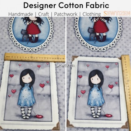 100% Medium Weight Cotton Fabric Pretty Girl Print Simply Gorjuss Design - Panel Fabric 60x110cm