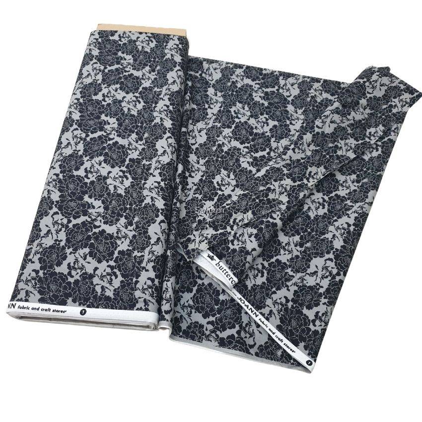 Black Flower On Grey Premium Cotton Fabric,Joann Fabric