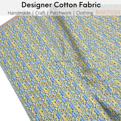 Designer Cotton Fabric Minion Cartoon Character, Bello Design
